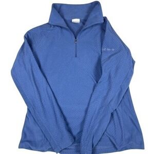 Columbia Women's L Diamond Waffle Knit Quarter Zip Fleece Activewear Pullover
